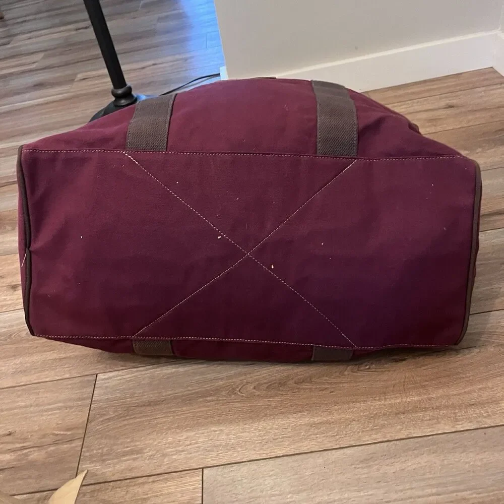 Missabe Railroad DM&IR Maroon Burgundy Large Canvas Duffel Bag Duluth Back